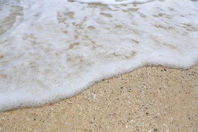 High angle view of sand at beach