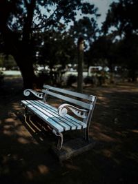 Empty bench in park