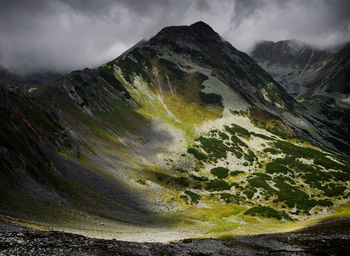 Scenic view of mountain range against sky