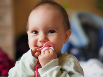 Close-up portrait of cute baby girl