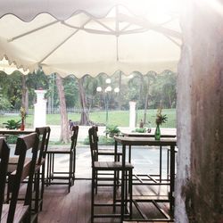 Empty chairs in restaurant