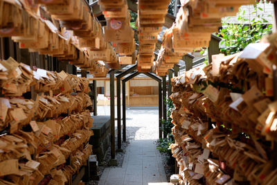 Stack of food at market stall