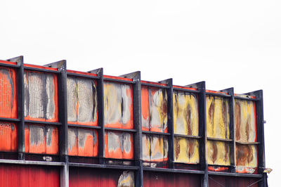 Close-up of built structure against clear sky