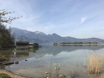 Scenic view of lake against sky