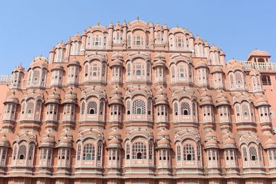 Low angle view of hawa mahal against clear sky