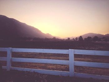 Scenic view of mountains at sunset