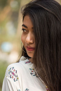 Close-up of beautiful young woman