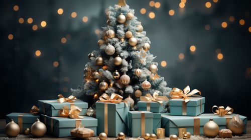 Christmas decorations on table