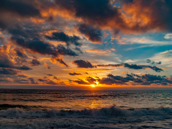 Scenic view of sea against sky during sunset