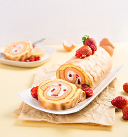 Close-up of pastry in plate