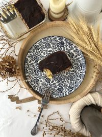 High angle view of coffee on table