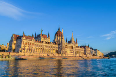 View of river with buildings in background