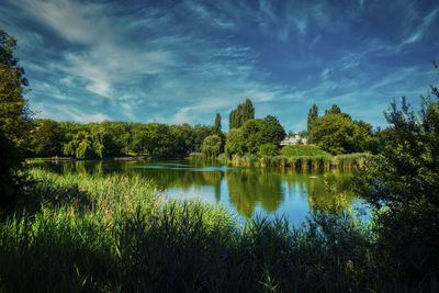 Scenic view of lake against sky