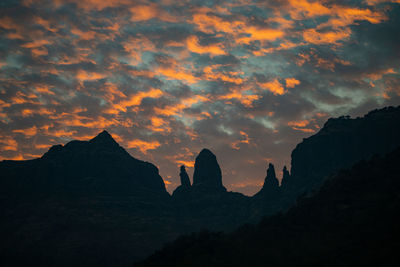 Silhouette mountains against sky during sunset