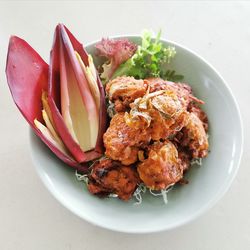 High angle view of meal served in plate