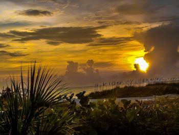 Scenic view of dramatic sky during sunset