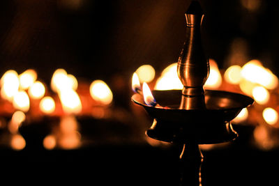 Close-up of lit candles