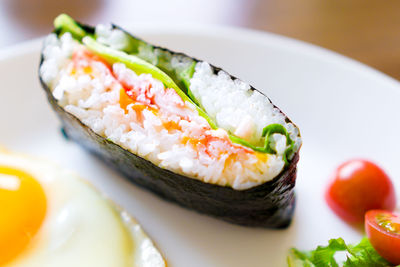 Close-up of sushi on plate