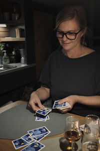 Woman playing cards