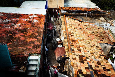 Low angle view of old building wall