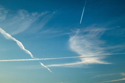 Low angle view of vapor trail in sky