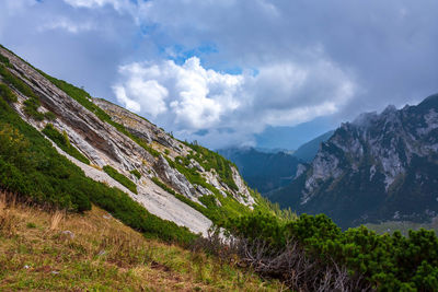 Scenic view of mountains against sky