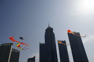 Low angle view of skyscrapers in city