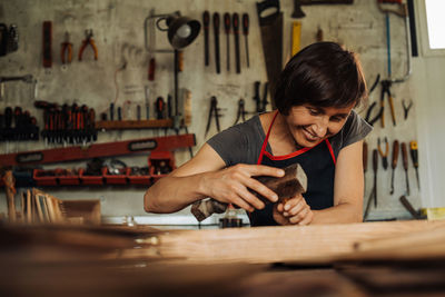 Woman working on table