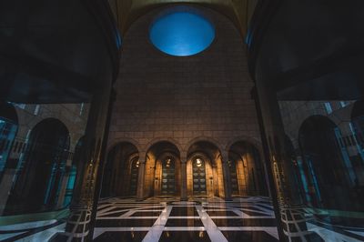 Low angle view of illuminated cathedral