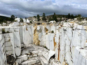 Abandoned marble quarry buguldeyka on the shore of lake baikal, russia