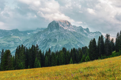 Scenic view of mountains against sky