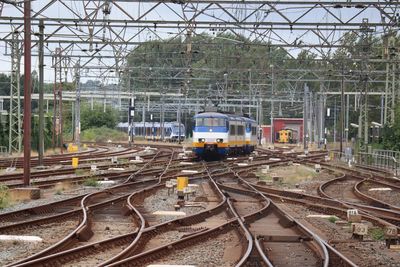 Train on railroad tracks