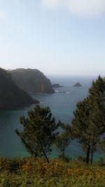 Scenic view of sea against clear sky