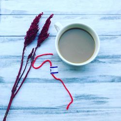 High angle view of tea on table