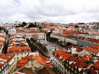 High angle view of townscape against sky