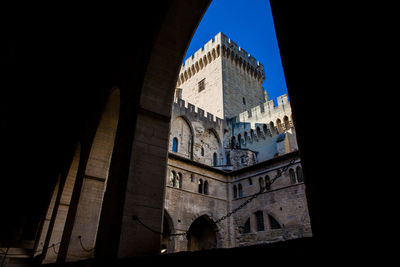 Low angle view of historical building against clear sky