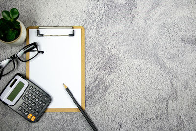 High angle view of pen on table