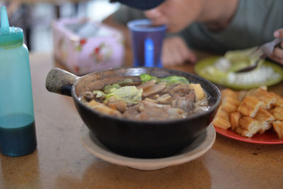 Close-up of food on table