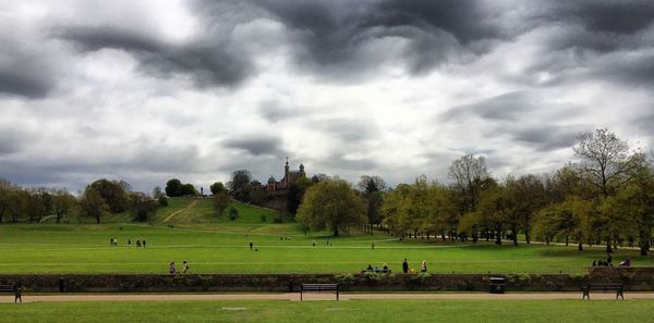 Scenic view of park against sky