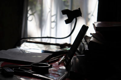 Close-up of open book on table