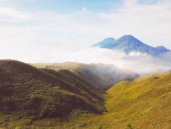 Scenic view of mountains against sky
