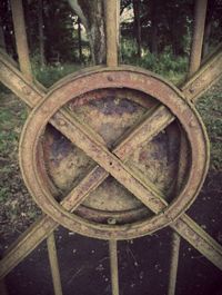 Close-up of rusty wheel