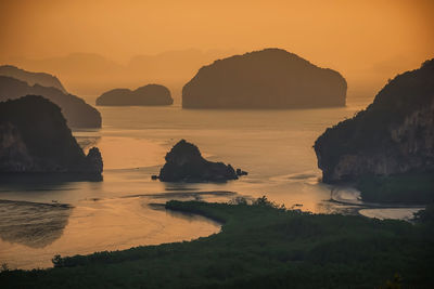 Scenic view of sea against sky during sunset