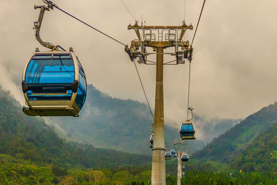 Overhead cable car against sky