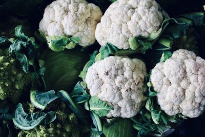 Close-up of vegetables cauliflower for sale in market