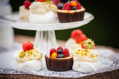 Close-up of cupcakes on plate