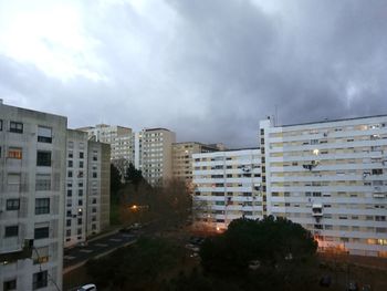 Buildings in city against sky