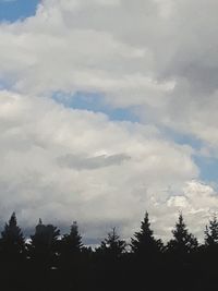 Low angle view of silhouette trees against sky