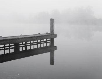 Pier on lake against sky