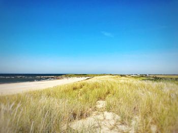 Scenic view of land against clear sky